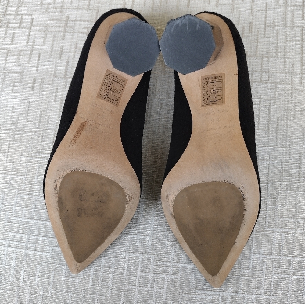 BUTTER Italy ELOISEE Suede Leather Black Pump Heels 6 EUC - Picture 4 of 6